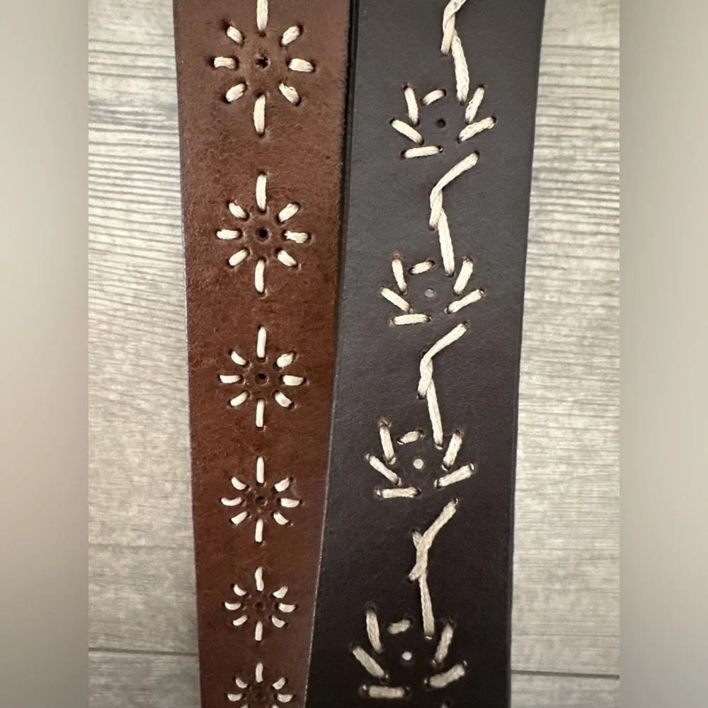 Boho embroidered genuine leather belt women’s 2XL